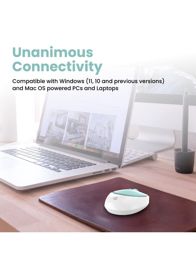 بورترونيكس Portronics Toad 27 Wireless Mouse, Silent Buttons, 2.4 GHz with USB Nano Dongle for PC/Mac/Laptop, Auto Power Saving Mode, Adjustable DPI Button(Green) - Image 4